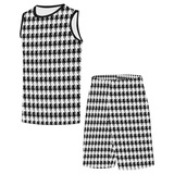 Black White Houndstooth All Over Print Basketball Uniform
