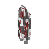 Burnt Crimson Flora All Over Print Crewneck Sweatshirt for Women (Model H18)