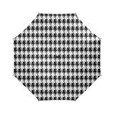 Black White Houndstooth Semi-Automatic Foldable Umbrella