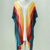 EDOLYNSA Women's Beach Cover Up Striped Crochet Robe de Plage Pareos
