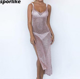 Sporlike Women Desirable Sleeveless High Cut Transparent Cover-up