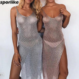 Sporlike Women Desirable Sleeveless High Cut Transparent Cover-up