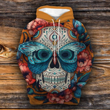 Vintage Color Butterfly Mexico Skull Flower Hoodie