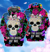 Rose Skull Im The Queen Of Me 3D Print Hoodie
