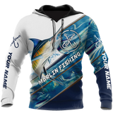 Marlin Fishing Camo 3D Printed Pullover Hoodie