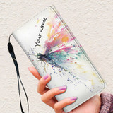 Personalized Dragonfly Watercolor Painting Women Wallet Purse