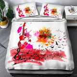Music Notes 3D Printed Watercolor Art Work Bedding Set