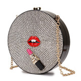 Luxury Diamond Red Lips Lipstick  Acrylic Fashion  Handbags