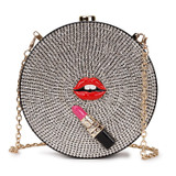 Luxury Diamond Red Lips Lipstick  Acrylic Fashion  Handbags