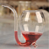 300ml Red Wine Glass with Straw Heat Resistant Tea Drink Mug