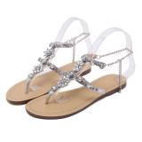 Rhinestones Chains Thong Gladiator Flat Sandals. Rhinestones Chains Thong Gladiator Flat Sandals.
