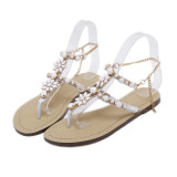 Rhinestones Chains Thong Gladiator Flat Sandals. Rhinestones Chains Thong Gladiator Flat Sandals.