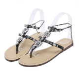 Rhinestones Chains Thong Gladiator Flat Sandals. Rhinestones Chains Thong Gladiator Flat Sandals.