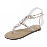 Rhinestones Chains Thong Gladiator Flat Sandals. Rhinestones Chains Thong Gladiator Flat Sandals.