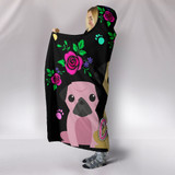 Charming Pugs Hooded Blanket with Cute Pug Dogs