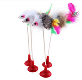Feather False Mouse Bottom Sucker Playing Toys for Cats and Dogs