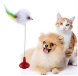 Feather False Mouse Bottom Sucker Playing Toys for Cats and Dogs