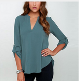 Sexy Women V-neck Chiffon Blouse