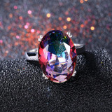 Mystic Fire Rainbow Topaz Ring 925 Sterling Silver