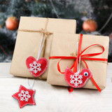 Ourwarm Christmas Tree Ornaments Red Fabric Bird Star Snowflake Hanging Fake Glass Christmas Party Decoration New Year 2019