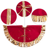 OurWarm Christmas Tree Skirt Xmas Tree Carpet Rug Base for Home Gold Stamping Red Color Christmas Party Decoration New Year 2019