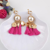 Faux Pearl Tassel Clip On Earrings