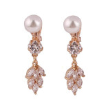 Faux Pearl & Crystal Clip on Earrings