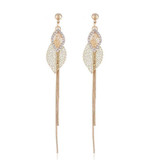 Long Tassel Leaf Clip on Earrings