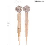 Long Tassel Rhinestone Clip on Earrings