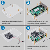 Smraza Case for Raspberry Pi 4 B, Case with 35 x 35 mm Fan, 4PCS Heatsinks, 5V 3A USB-C Power Supply for Raspberry Pi 4 Model B, Raspberry Pi 3 B+/ 3B/ 2B (Upgrade, Large Fan and Large Heatsinks)-SW24-4S