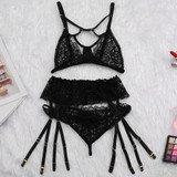 3pcs Bra G-string Garter Suit Women Sexy Lingerie Set Bandage Bra Erotic Lingeries Sets Underwear Garters Lenceria Ropa Interior