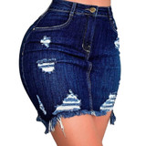 Jeans Skirt For Women Ripped Hole Bodycon Jeans Skirt Ladies Summer Sexy Pocket Mid Waist Skirt Female Streetwaer Skirts D30