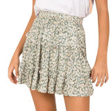 Women Floral Pleated Skirts Ladies Summer Holiday Bohe High Waist Ruffled Beach Skirt Sexy Mini Skirts Faldas Mujer Moda 2020