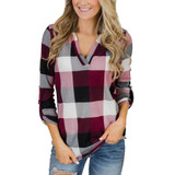 Women Plaid Shirt Womens Tops And Blosues Ladies Office Working Long Sleeve V Neck Blouse Loose Tops Blusas Mujer De Moda 2020