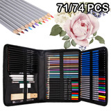 71/74Pcs Art Drawing Pencil Set Colored Sketch Pencil Set Professional Artist Painting Oil Pencil Sketch Art Stationery Supplies