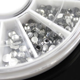 300 Pcs Nail Art 3D Glitter Rhinestone Tips Nail DIY Stickers Decoration Wheel Box