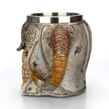 Stainless Steel Double Ram Horned Skull Mug for Office Coffee Water Tea Drinking