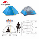 Naturehike 2-3 Person Double Door Waterproof Beach Tent Double Layer NH Outdoor One Bedroom Camping 2 Colors
