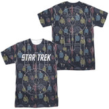 Star Trek TOS Enterprise and Crew Pattern AOP Graphic Tee