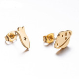 Rocket and Planet Stud Earrings, Stainless Steel