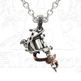 Tattoo Gun Pendant Necklace, Alchemy Gothic
