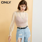 Mock Neck Puff Sleeves Polka Dot See-through T-shirt Mock Neck Puff Sleeves Polka Dot See-through T-shirt