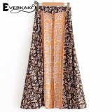 Floral Print Gypsy Buttons Casual Long Boho Bohemian Skirts