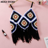 Tassel Crochet Bandeau Bustier Halter Boho Bohemian Tops