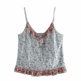 chic floral print sleeveless rayon cotton Boho Bohemian Tops chic floral print sleeveless rayon cotton Boho Bohemian Tops