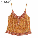 chic floral print sleeveless rayon cotton Boho Bohemian Tops chic floral print sleeveless rayon cotton Boho Bohemian Tops