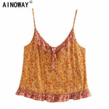 chic floral print sleeveless rayon cotton Boho Bohemian Tops chic floral print sleeveless rayon cotton Boho Bohemian Tops