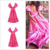 Floral Print Chic Silk Imitation Bow Sashes Boho Bohemian Dress