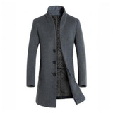 Solid Color Woolen Trench Blends Slim Long Coat