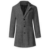 Lapel Solid Color Slim Fit Wool Blends Trench Coat
